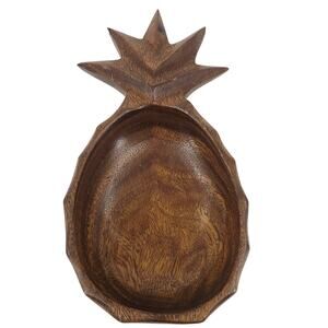 Vintage Genuine Monkey Pod Wood Hand Crafted Pineapple Dish Philippines